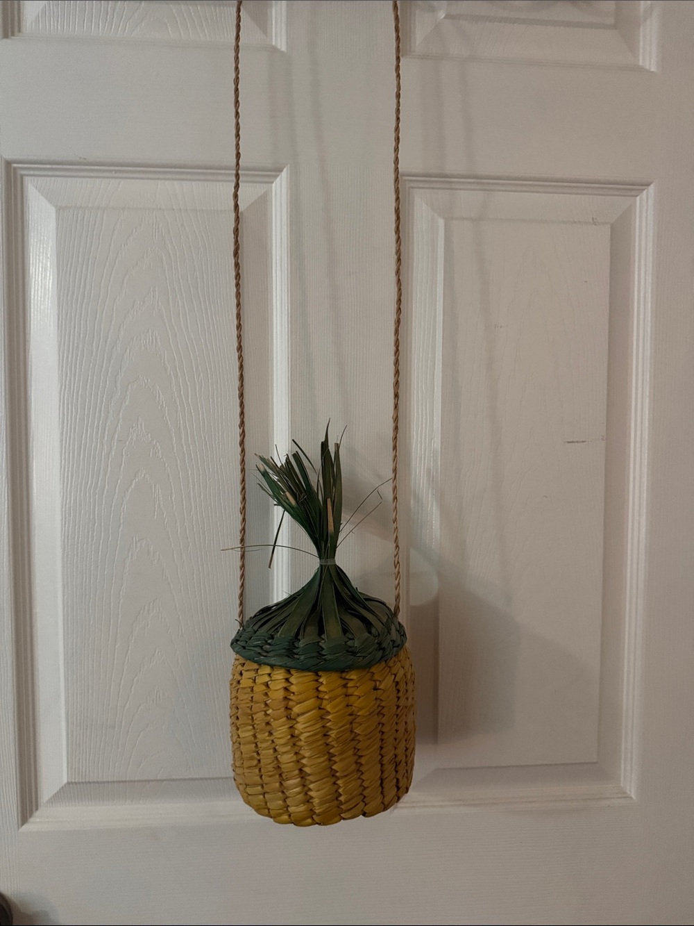 Handwoven Pineapple Hanging Basket – Yellow & Green